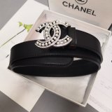 Luxury Replica CC Double C Belt Black Width 3.0cm 1137