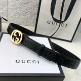 Copy Gucci Perfect Leather 7 Star 3.0cm Belts Black