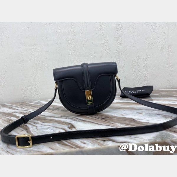 Celine Replica Small Besace 16 Bag Black satinated calfskin