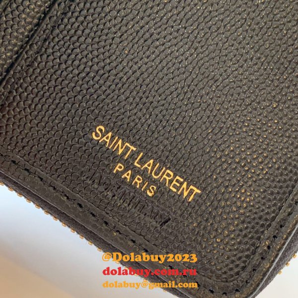 AAA+ Saint Laurent monogram compact zip around wallet black