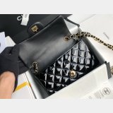 7 Star CC Lambskin Flap Designer Black Bag 20CM