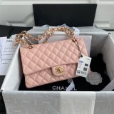 CC Best 25.5CM Classic Flap Bag Caviar Leather A01112 Pink