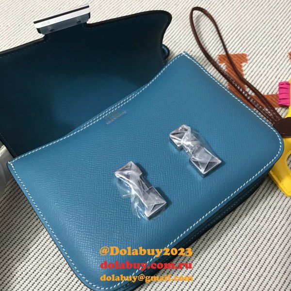 Hermes Constance Bag 18cm Epsom Leather Blue