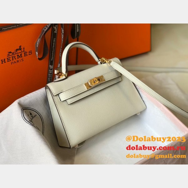 Replica Hermes Mini Kelly Handbag Epsom leather Off white