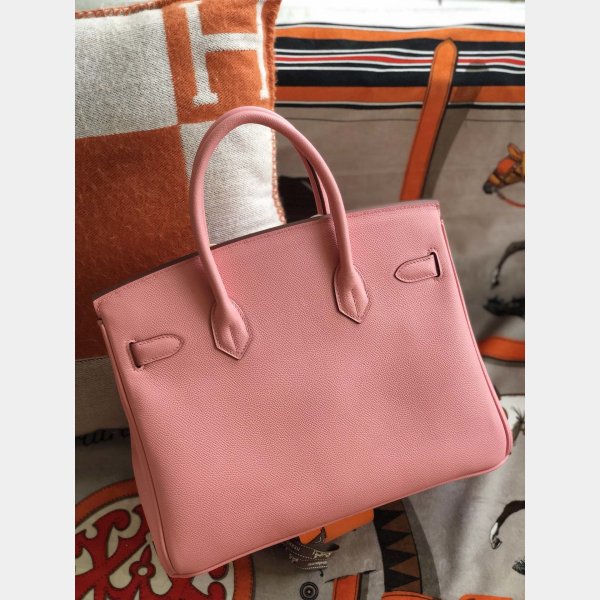 Hermes Birkin Epsom leather Handbags Pink Silver