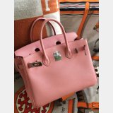 Hermes Birkin Epsom leather Handbags Pink Silver