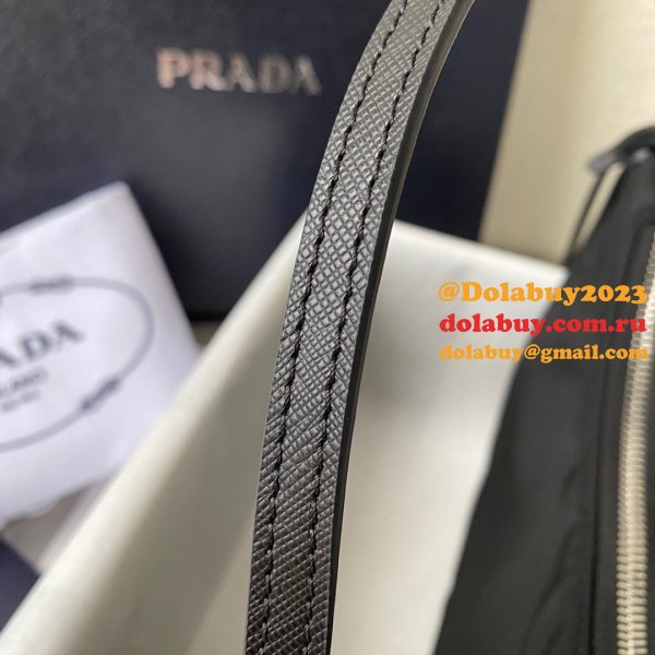 Prada Wholesale Zip Women's Hobo Black/Rose Bags Leather Handle