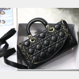 Dior High Quality Replica Black/White Lady Dior Cannage Tech Pouch 26cm