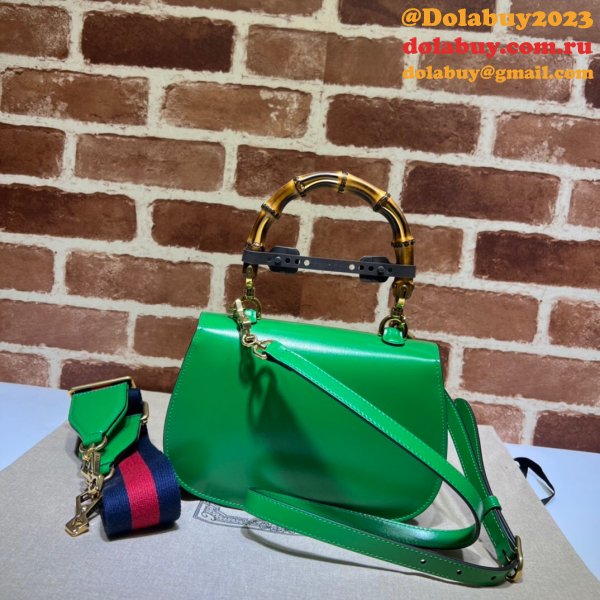 Perfect Gucci Copy 675797 Small top handle pink/green bag with Bamboo