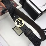 7 Star Gucci 37mm Replica Interlocking G-Buckle Leather black Belt