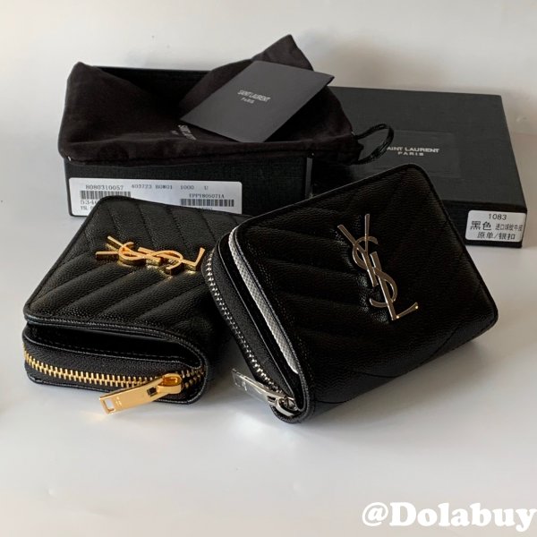 AAA+ Saint Laurent monogram compact zip around wallet black