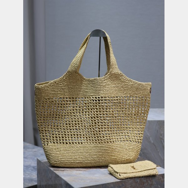 Top Quality YSL I CARE 698651 raffia weaving shopping Y bag