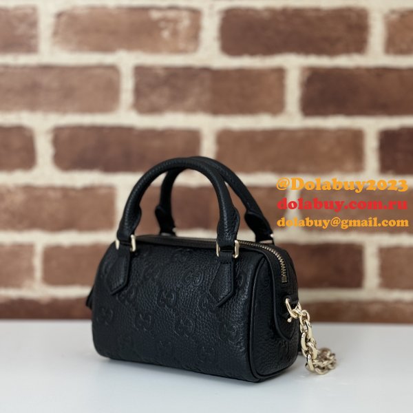 Gucci Duplicate GG Emblem Super Top Handle Cheap 815256 Black Bag