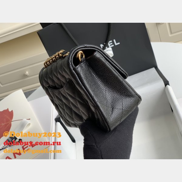 Top Quality CC Caviar Leather Flap Bag 1116 20CM