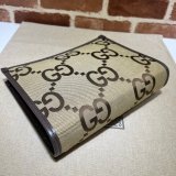 Gucci Replica 699318 Clutches Jumbo GG pouch camel ebony GG canvas