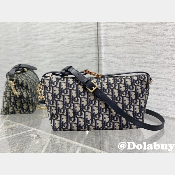 Dior Oblique Jacquard Replica 3103 Diortravel Nomad Pouch Blue