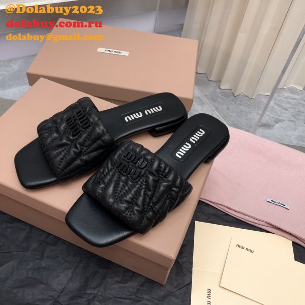 Wholesale Top Quality Miu Miu Copy Flat Sandals and Slippers Shoes