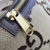 Gucci Fake 696031 Jumbo GG belt bag in camel and ebony GG canvas