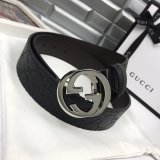 7 Star Gucci 37mm Replica Interlocking G-Buckle Leather black Belt