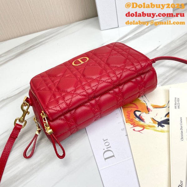 High Quality Dior Caro Bag Brown Supple Cannage Calfskin