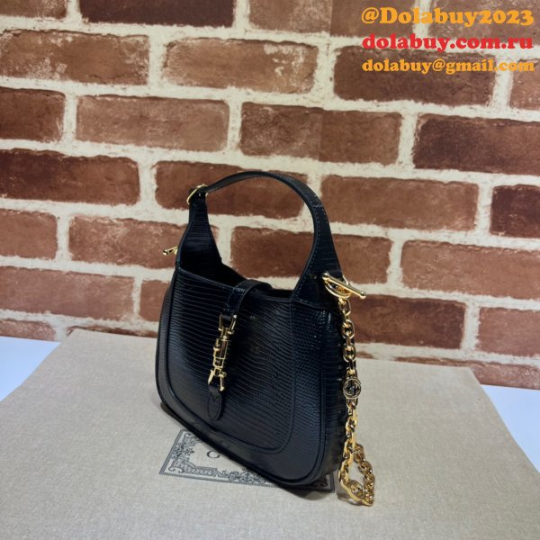 Copy Gucci Designer Jackie 1961 lizard 675799 Black bag