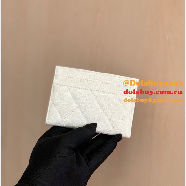 Replicas AP1967 Black/White Card Holder Grained Calfskin Fake Bags