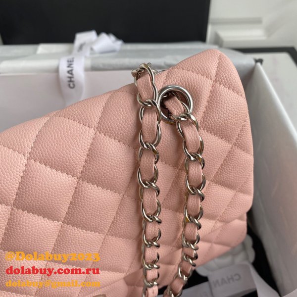 CC Best 25.5CM Classic Flap Bag Caviar Leather A01112 Pink