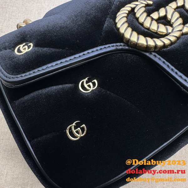 Affordable 446744 Black Marmont Top-Quality Fake Gucci Bags