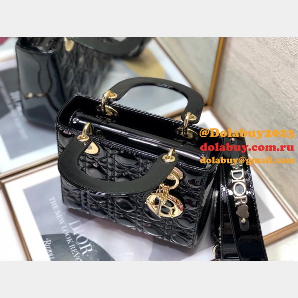 Best DIOR LADY MY ABC Wholesale PATENT LEATHER HANDBAG 20cm