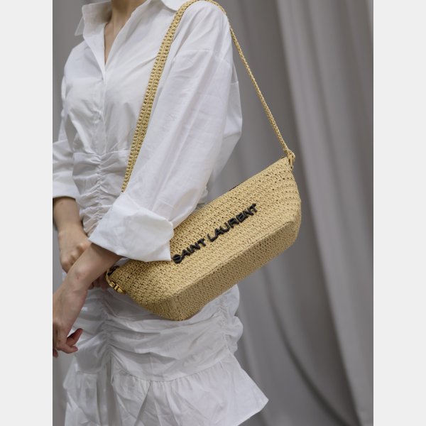 Top Quality SAINT LAURENT Raffia woven Crossbody bag 667490