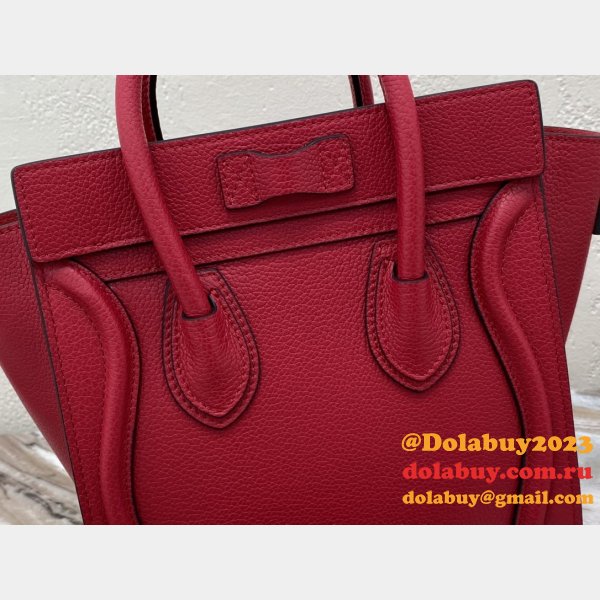 Celine Replica Red Luggage Nano Shopper 168243 Women's Leather