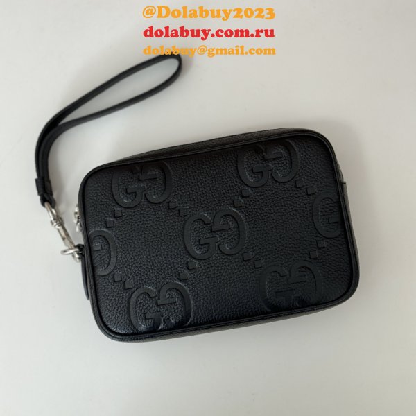 Gucci Replica 1:1 Mirror Jumbo GG Pouch 802148 Black Handbag